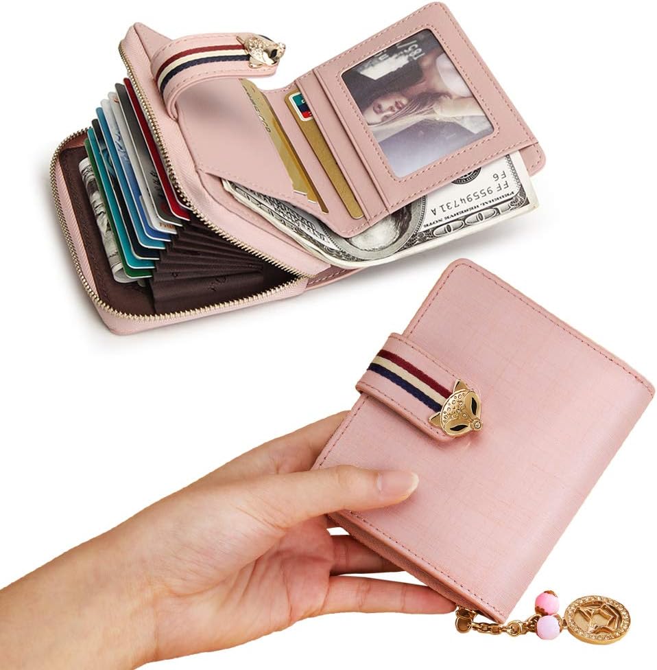 Foxer Elegant Pink Leather Zip-Around Wallet