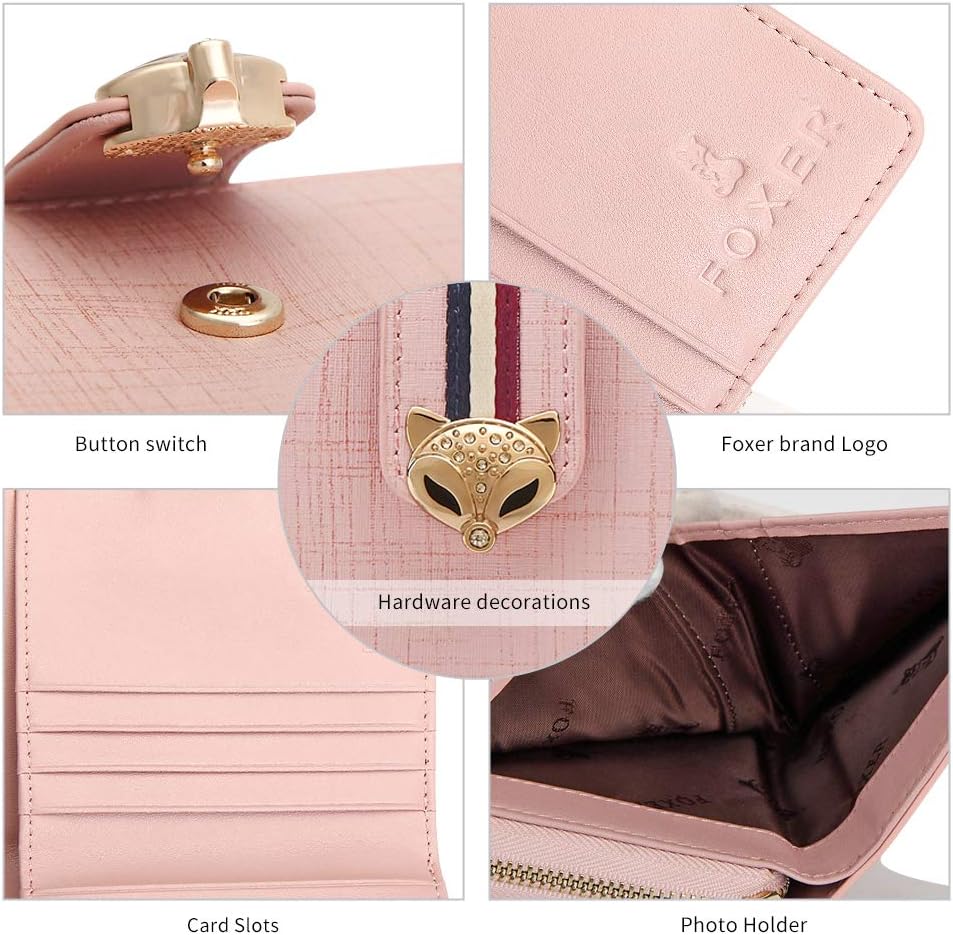 Foxer Elegant Pink Leather Zip-Around Wallet