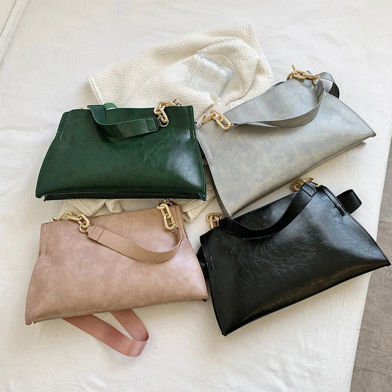 Elegant Soft Leather Shoulder Bag - Large Capacity Fashion Handbag