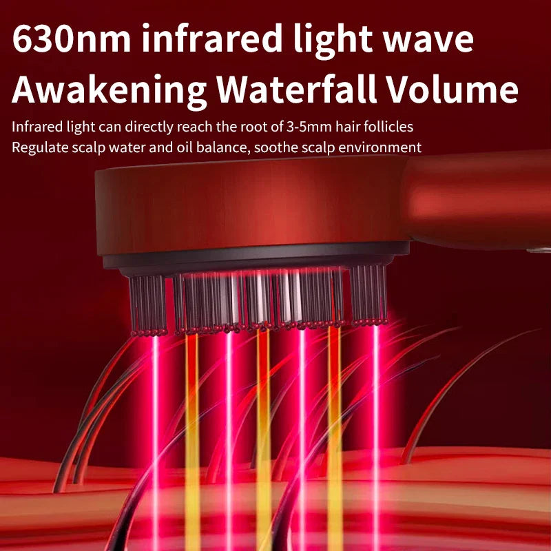 Electric Massage Brush with Red Light for Hair Growth and Scalp Care - HairFlow