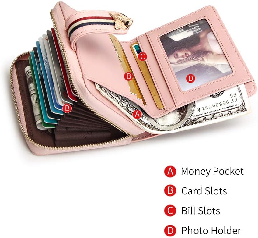 Foxer Elegant Pink Leather Zip-Around Wallet