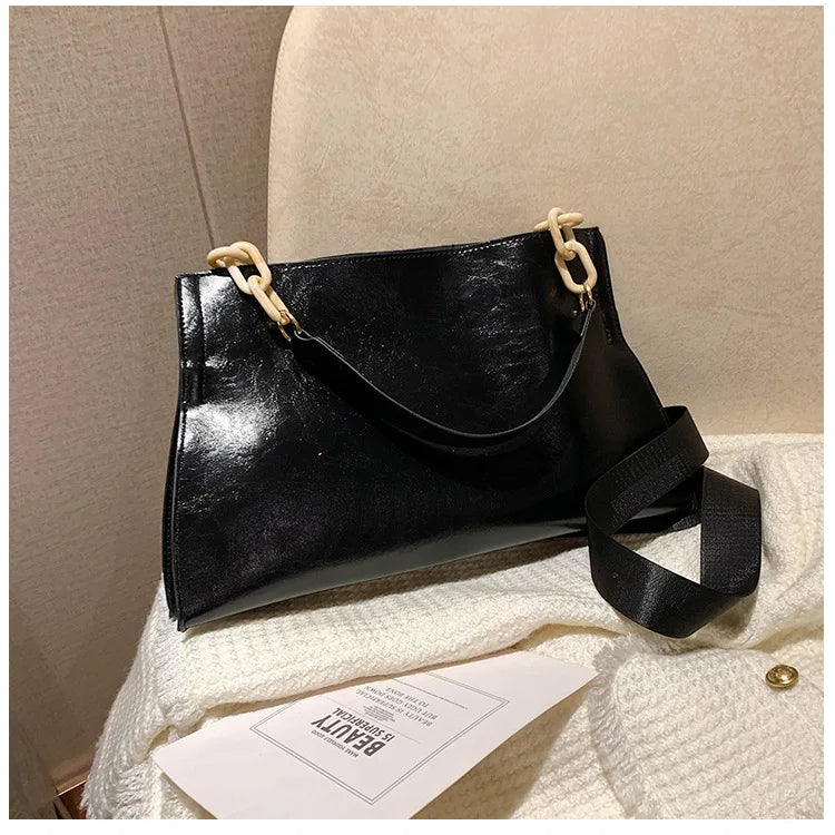 Elegant Soft Leather Shoulder Bag - Large Capacity Fashion Handbag