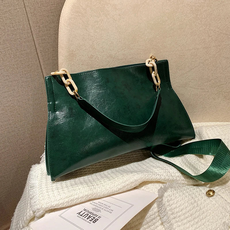 Elegant Soft Leather Shoulder Bag - Large Capacity Fashion Handbag