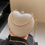 Shiny Handbag Heart Shape Metal